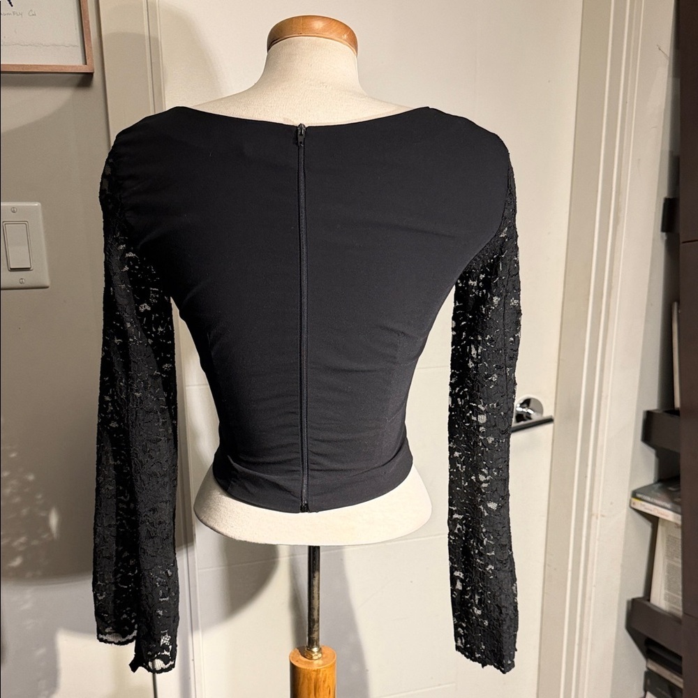 Vintage 90’s Dolce & Gabbana Black Lace Sleeve Top - Picture 5 of 12